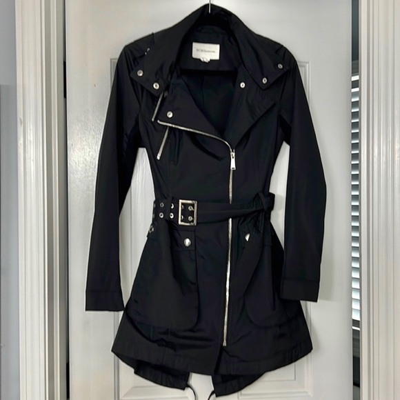 BCBGeneration Jackets & Blazers - BCBGeneration Black Trench Coat w silver hardware, (has removable hood), size XS